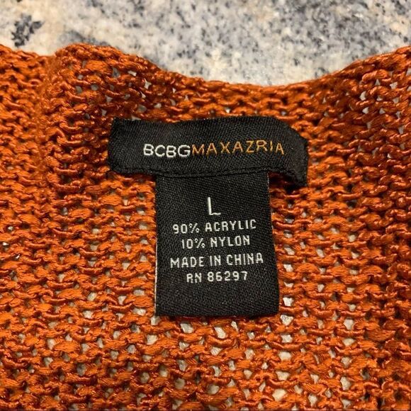 BCBGMaxazria embellished loose knit 3/4 sleeve tunic rustic burnt orange Large - Picture 10 of 10
